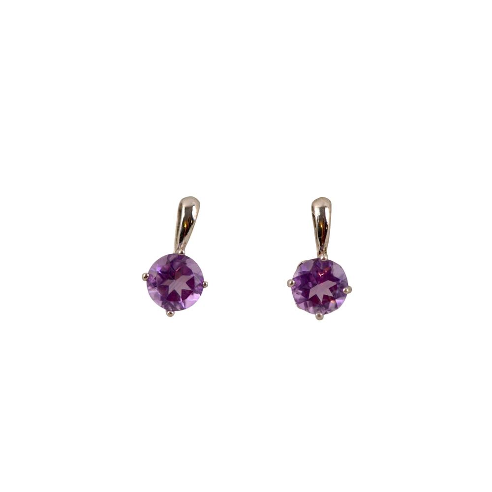 Sterling Silver Amethyst Earrings Drop Dangle Round Cut Made in China 925